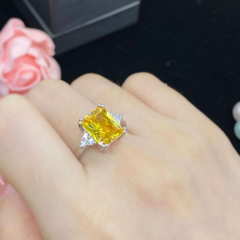 POMOiii Великолепные женские обручальные кольца с большим желтым фианитом, благородные женские аксессуары для вечеринок, подарки, винтажные ювелирные изделия