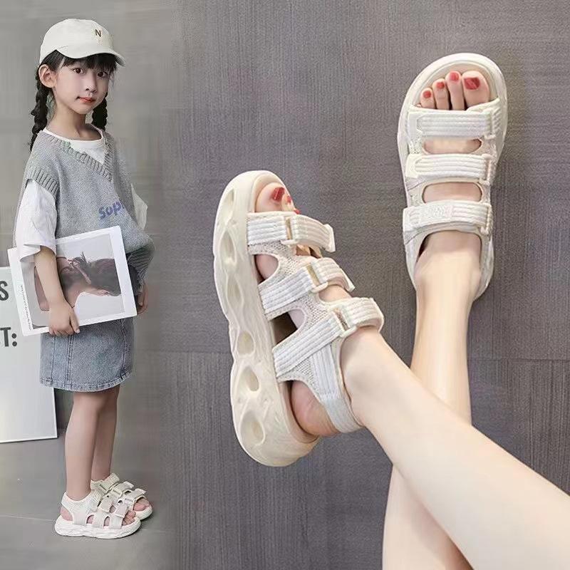 Модные сандалии для девочек, летние, мягкие, на мягкой подошве, принцесса, спортивные, пляжные сандалии для детей