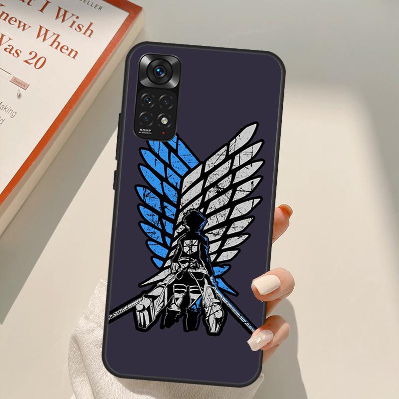 Anime Attack On Titan Logo Case For Xiaomi Redmi Note 11 10 9 8 Pro Note 11S 10S 9S 8T K50 K40 9A 9C 10A 10C Cover