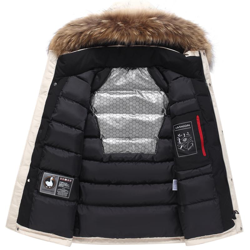 Real Fur Collar Winter White Duck Down Coats for Men Parkas Hooded Thick Warm Down Jackets Man Outerwears