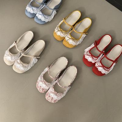 Кружевные туфли Мэри Джейн Женские Плоские Сладкие Легкие С Открытым Ртом Половина Шлепанцы Юбка