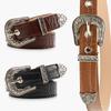 Retro Style Belt for Women's Alloy Three-piece Set Carved Buckle for Women's Belt Versatile Jeans Decorative Belt