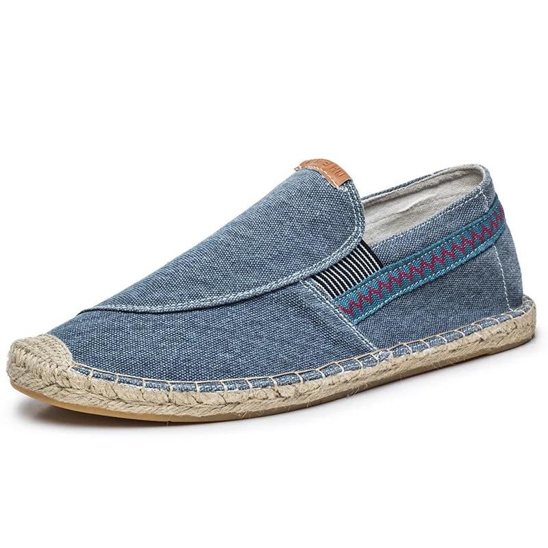 Men Hemp Canvas Casual Shoes Man Flat Loafers Lightweight Male Footwear Soft Walking Driving Tenis Masculino Adulto 69M