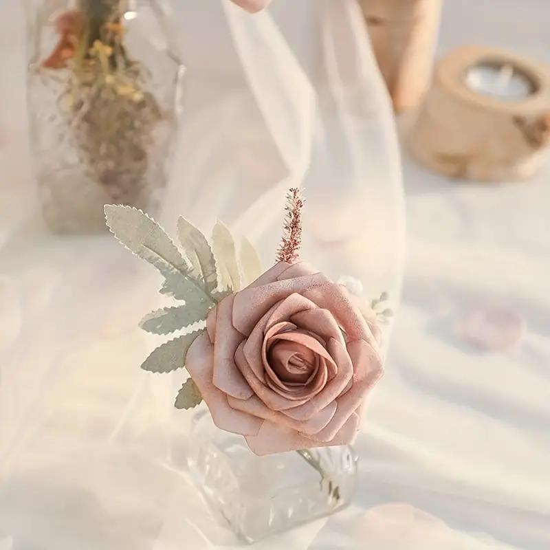 25 шт., цветочная композиция из роз цвета корицы Real Touch для декора дома, офиса и свадьбы - идеальный подарок на День святого Валентина, день рождения и День матери