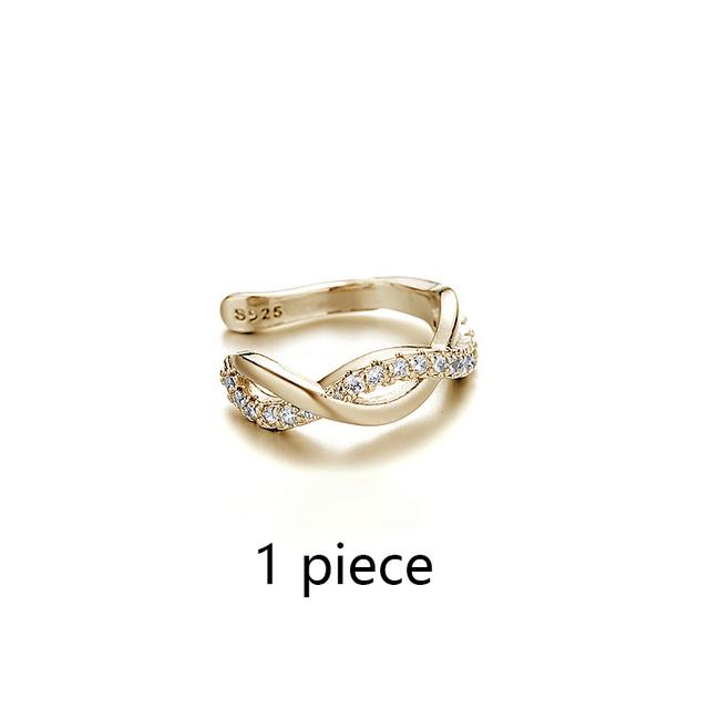 ANENJERY Геометрические многослойные цирконовые волнистые серьги-клипсы для женщин, крутые клипсы-крючки без ушных отверстий, вечерние ювелирные изделия, манжеты для ушей