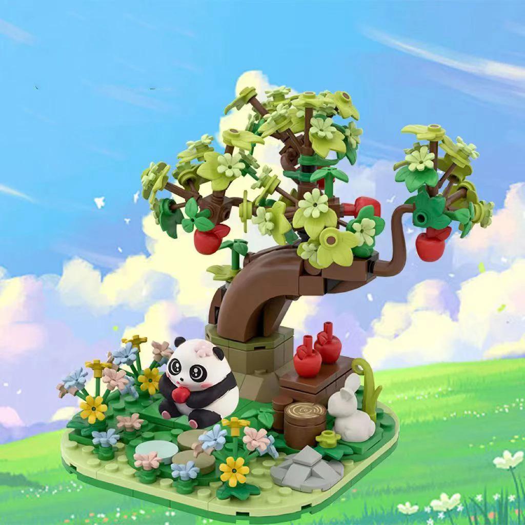 Симпатичные панда, строительные блоки, зоопарк, пейзаж, сборка, модель, кирпичи, креативное украшение для рабочего стола, детские рождественские игрушки «сделай сам», подарки
