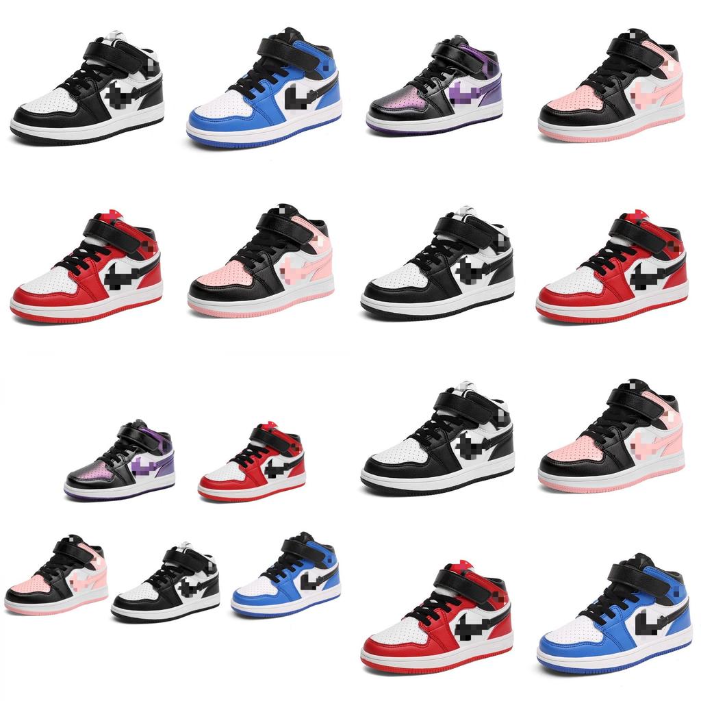 Стильные дышащие детские баскетбольные кроссовки Aj1 с высоким верхом для мальчиков и девочек в ярких цветах