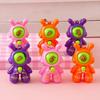 6/30Pcs Rabbit Astronaut Finger Guessing Toy Press Rock Paper Scissors Game Cartoon Keychain with Bead Chain Kids Adults Gift Party Favors