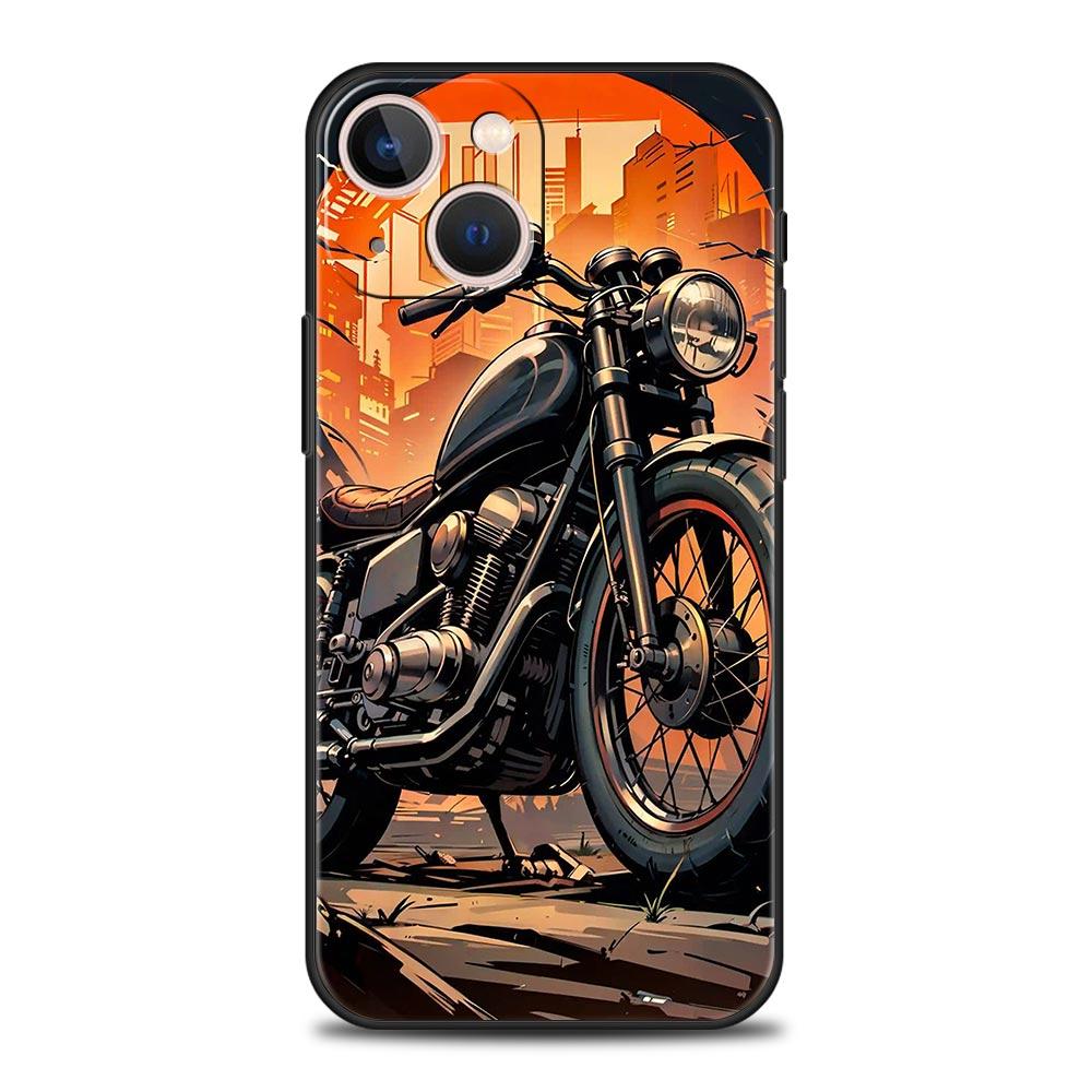 Цвета Винтажный Мотоцикл Расписной Чехол для Телефона для iPhone 17 16 15 14 13 12 Pro Max 11 Pro Max 17 AIR Plus Мягкий ТПУ Корпус