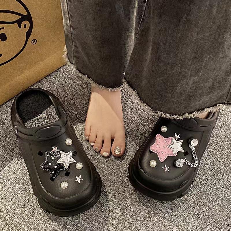 Super thick sweating dog hole shoes women's 2 platform beach shoes to increase the height and cool slippers to wear outside