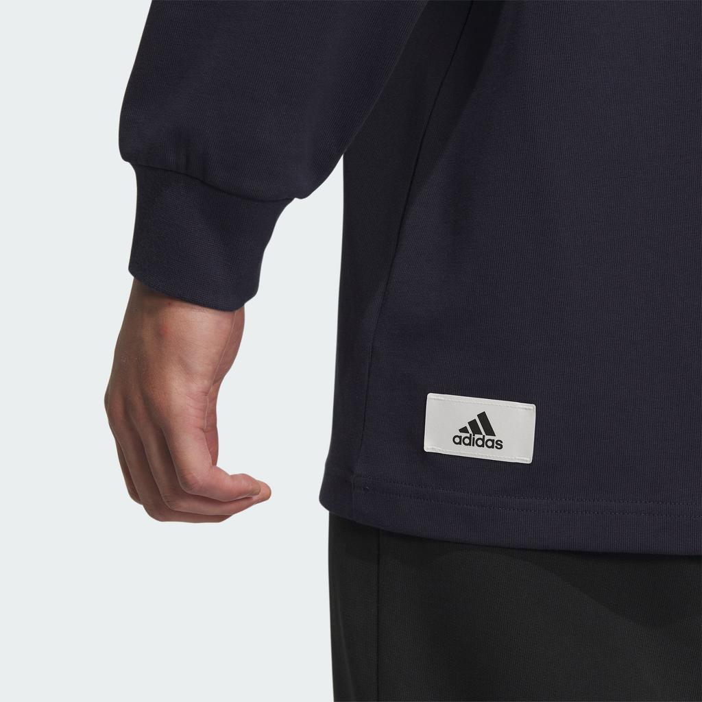 adidas Повседневная футболка с круглым вырезом и длинным рукавом с буквенным принтом, мужские топы, легендарный, чернильно-синий IZ1593