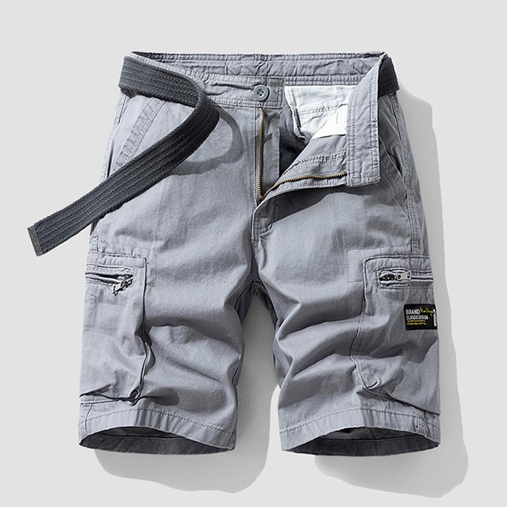 Мужские шорты карго, повседневные рабочие шорты для улицы, ретро свободные шорты карго с несколькими карманами и молнией