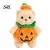 Halloween Theme Room Decor Pumpkin Bear Plush Toy, Soft Stuffed Animal for Kids, Cuddly Gift Birthday Cute Huggable Pillow Fall Holiday Home