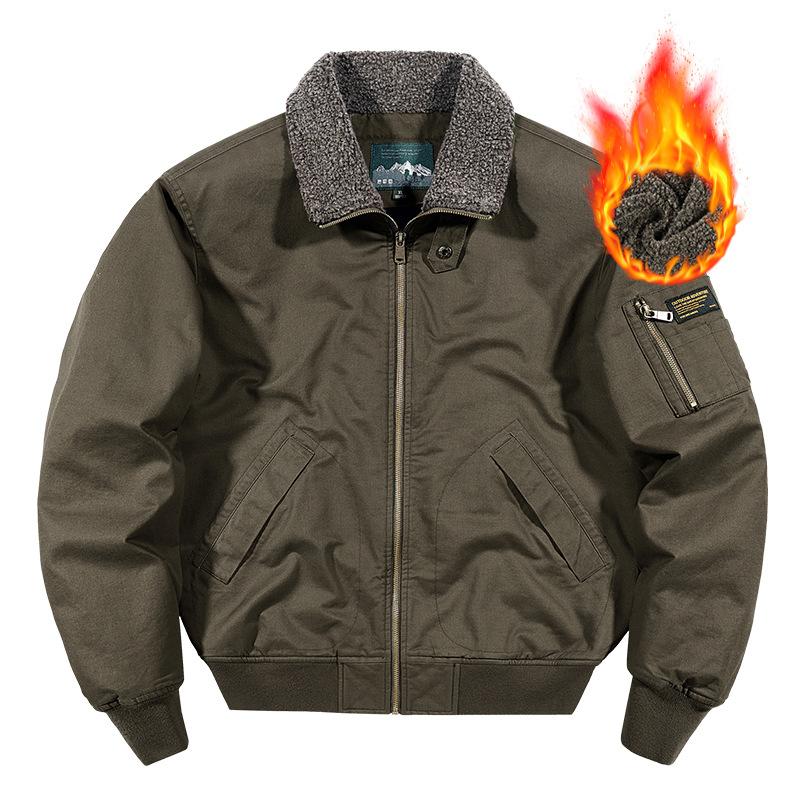 Мужская зимняя теплая куртка-пилот высокого класса из плюша, пальто из овечьего флиса, рабочая одежда из хлопка