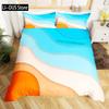 Abstract Sea Bed Set Marine Wave Duvet Cover Bedding Set Twin Comforter Cover Coastal Beach Theme Bed Cover 3pcs Orange Teal