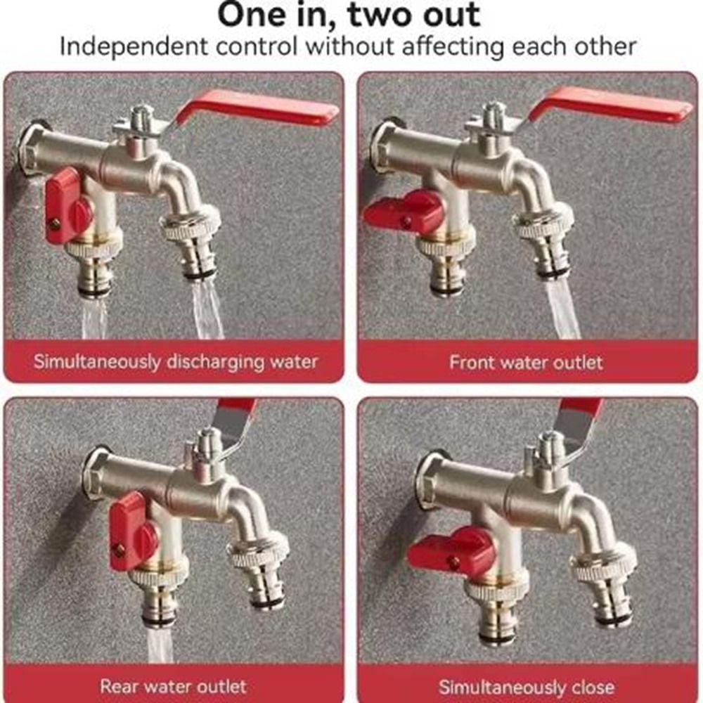 Zinc Zinc Zinc Alloy Double Head Water Faucet 1 Inlet 2 Outlet Dual Outlet Faucet Washing Machine