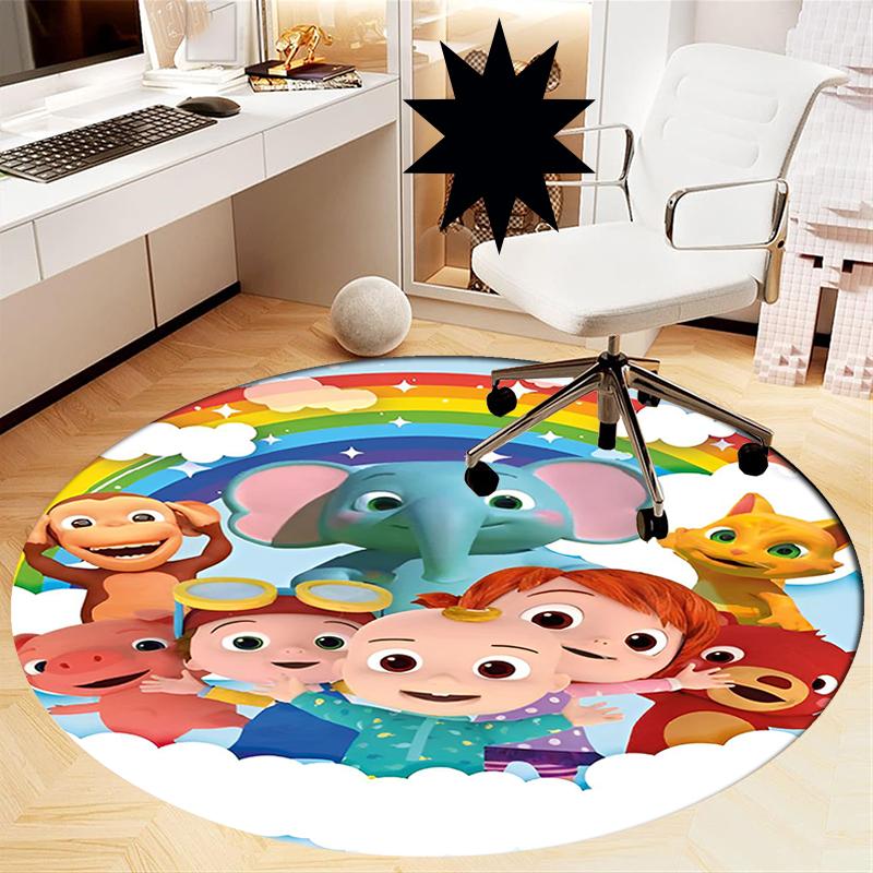 Cocomelon Printed Round Rug Carpet Chair Rug Area Rug Entryway Doormats,for Office Chair Living Room Bedroom Kitchen Room.