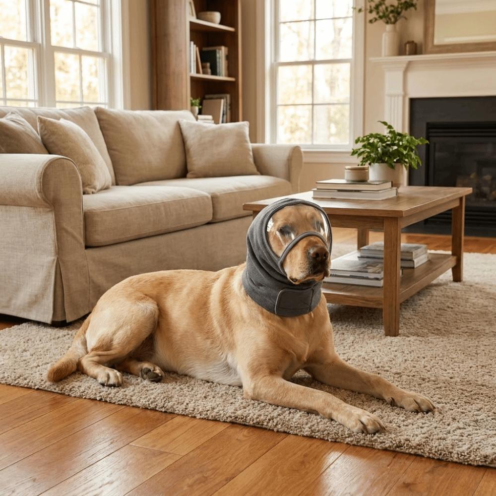 Hearing Protection Dog Head Cover Adjustable No Obstructed Vision Dog Calming Earmuff Breathable Anti-Noise
