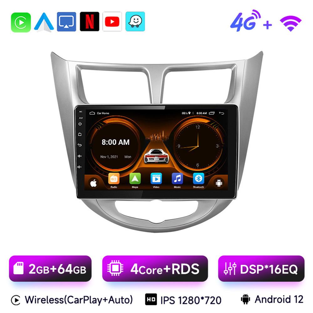 JIUYIN  Car Radio for Hyundai Solaris Verna Accent 1 2010 - 2016 Android 13 Carplay Multimedia Player 2 Din GPS 4G DVD Head Unit