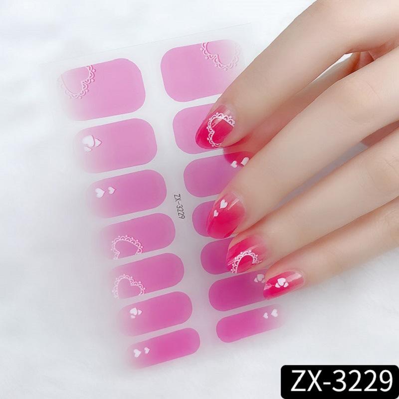 ZX 3D Waterproof No-Cure Gel Nail Wraps, Full Cover Japanese & Korean Style Spring & Summer Nail Stickers, Nail Patch Films