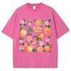 Round Neck Pullover T-Shirt Fruit Print Top Campus Casual Pa