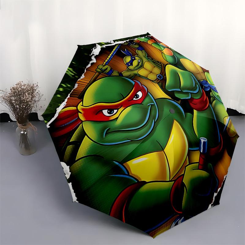 1pc Turtles Automatic Umbrella | Portable Foldable 8-Rib Manual Open, Cute Halloween & Christmas Gift for Outdoor, Casual Accessory, Durable Canopy yy