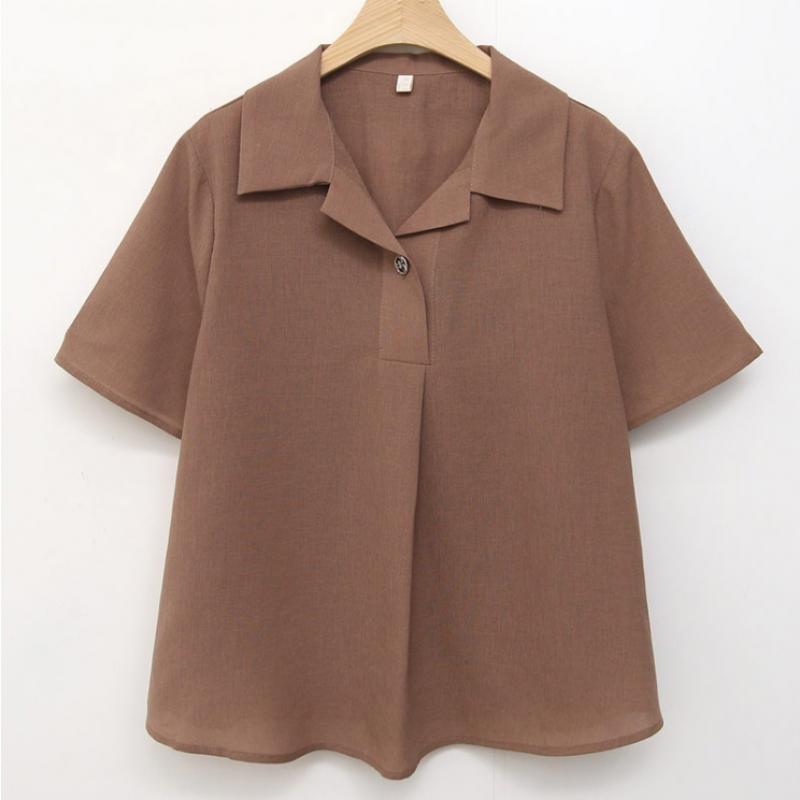 Shop Women S Collar Neck looSe Fit Half Button Short Sleeve blouSe Rei Wbl 459