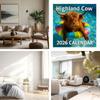 2026 12 Month Highland Cow Calendar Calendar 2026 Wall Decor Jan-Dec Agenda Thick Paper Monthly Planner for Teacher Student Home