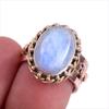 Natural Rainbow Moonstone Gemstone Two Tone 925 Sterling Silver Ring S.5.5 B0M51