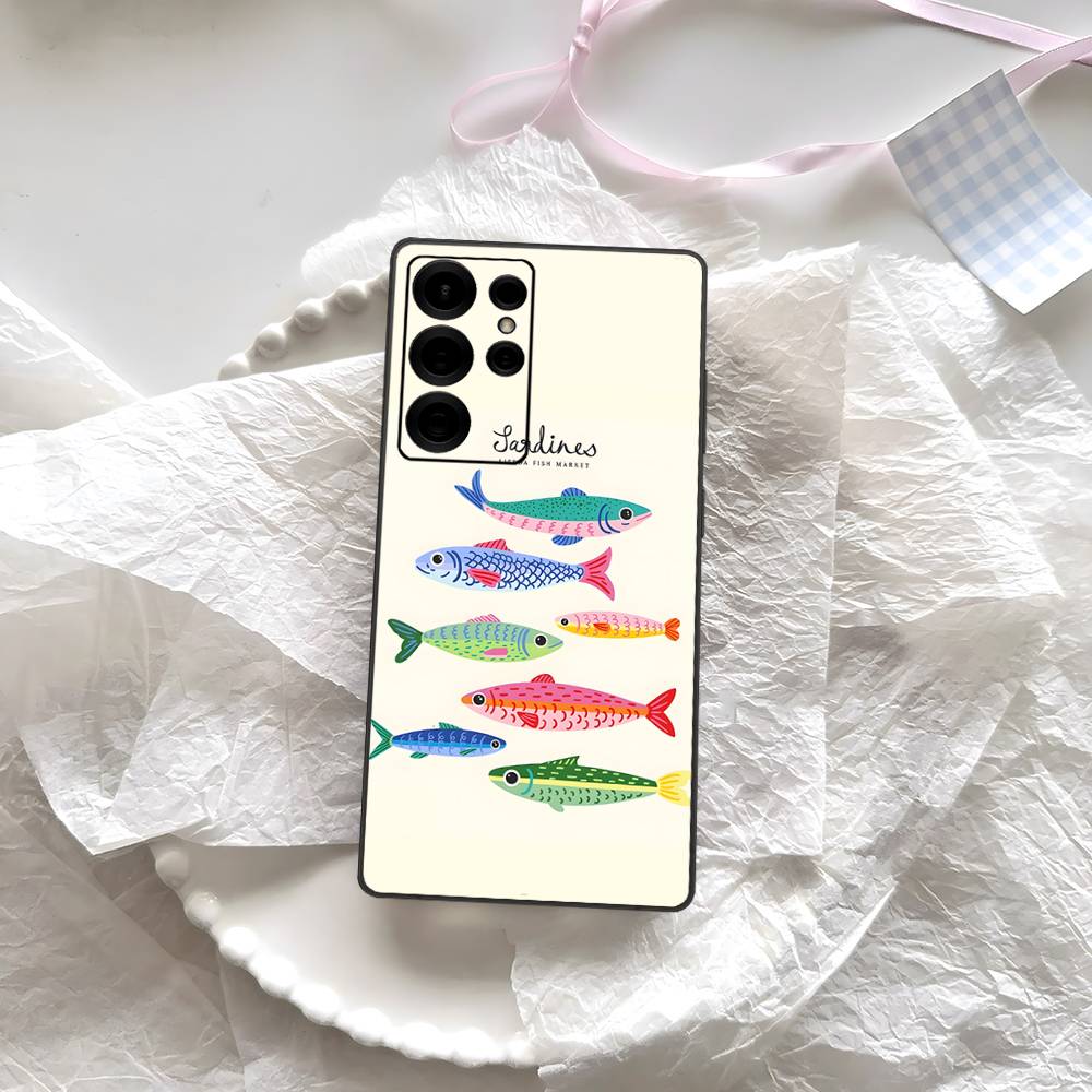 Чехол для телефона 'Сардины' для Samsung S 24 Fe 25 Ultra Plus 20 Lite 21 30 22 23 24 22 Ultra 5G Fundas