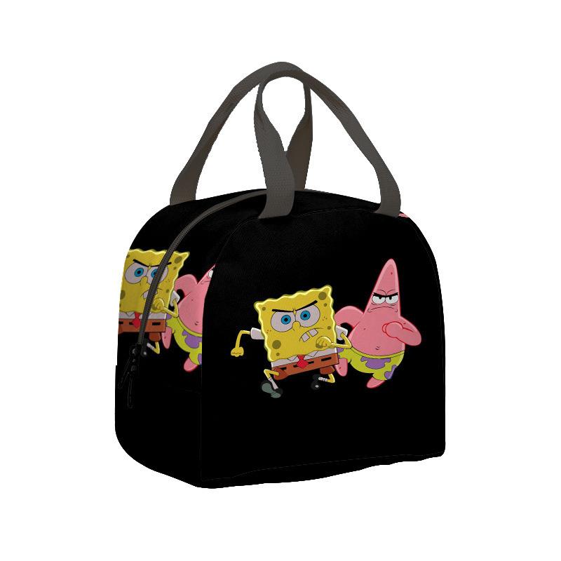 Spongebob Squarepants Lunch Bag Cartoon Animation Student Insulation Lunch Box, Picnic Bag Portable Storage Bag Full Printing