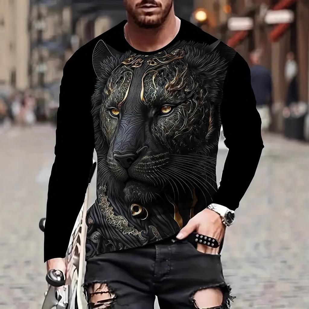 Женская футболка с круглым вырезом, длинным рукавом и 3D-принтом