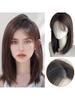 Forehead Lace Bangs Clavicle Hair, Short Bob Straight Brown Wig Synthetic Lace Front Heat Friendly Fiber Wigs, Layered Wigs for Women Synthetic Wig