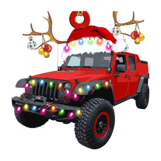 Christmas Vehicle Ornament Acrylic Truck Tractor Airplane Christmas Tree Ornament for Holiday Party Decoration