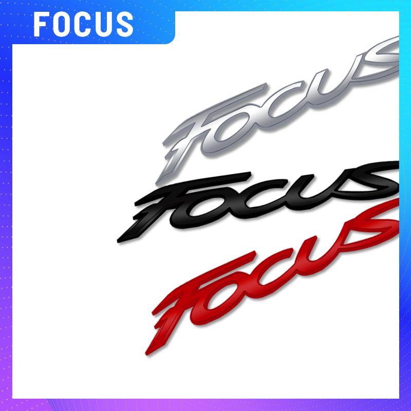 AJH1 1PCS Metal For Ford Focus Logo Glossy black Red Emblem Car Rear Trunk Sticker Decoration Badge Styling Accessories