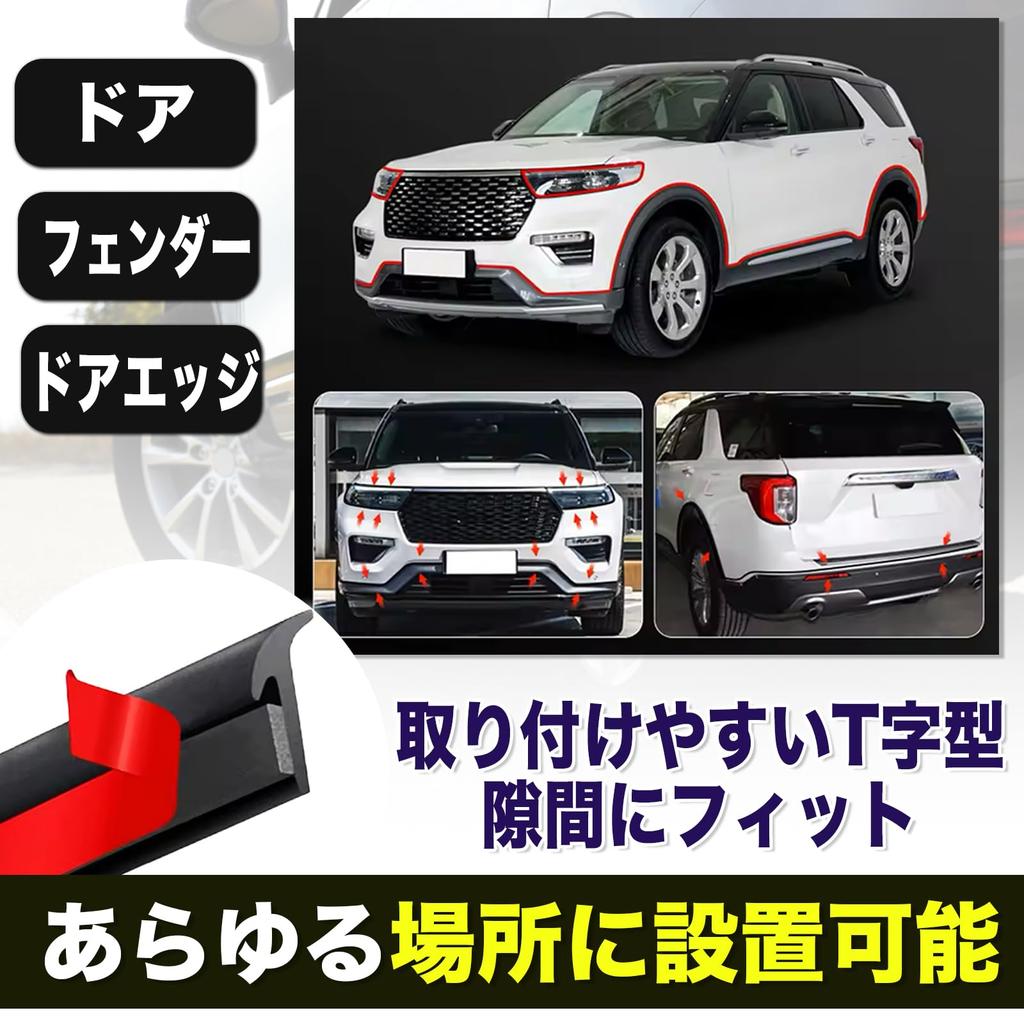 MONOSTORE AeroMolle T Shape 5M Car Molding Door Edge Protector Overfender Door Guard Gap Filler (White 10x8mm 2pcs)