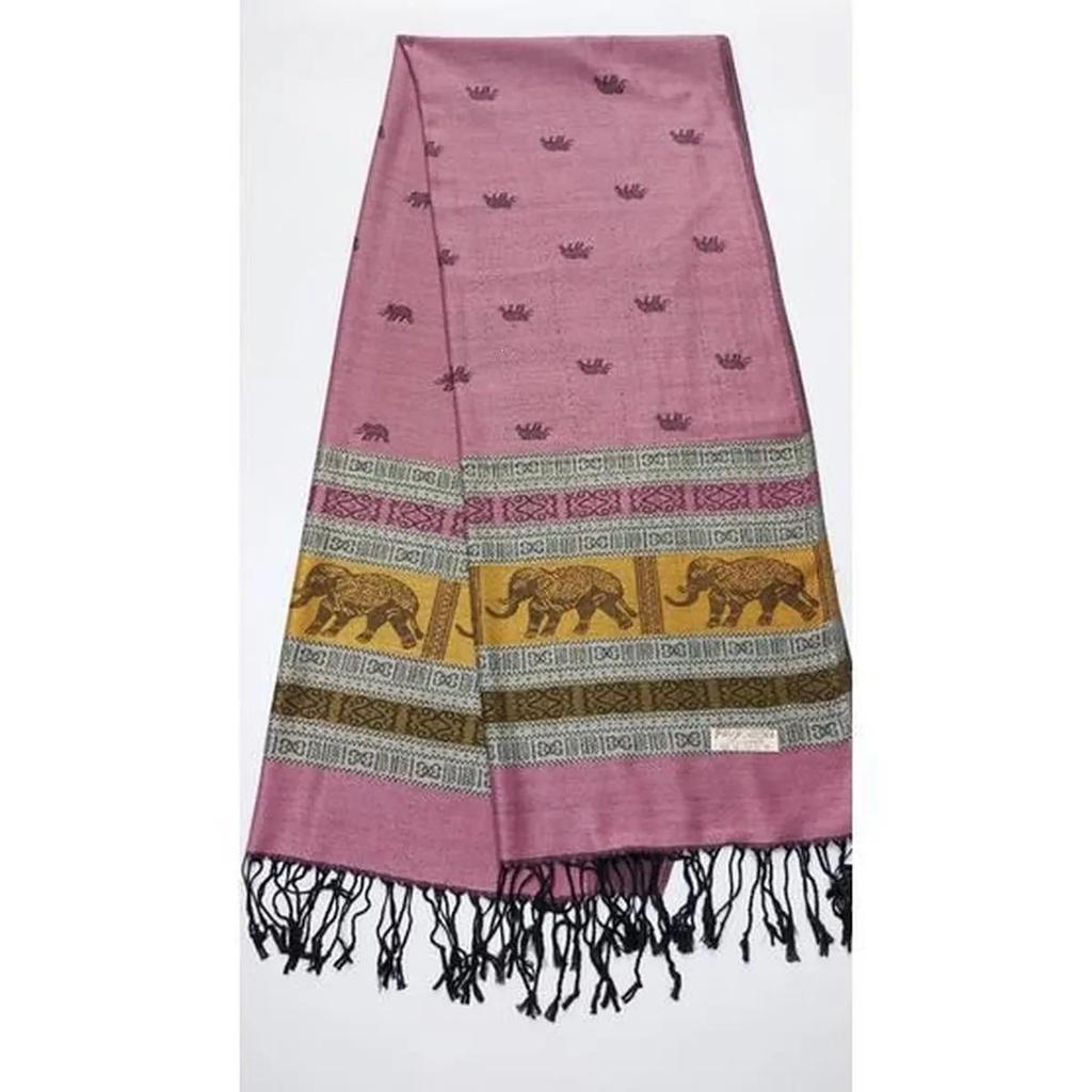 Pashmina Scarf: Elegant, Soft, Versatile - Cashmere & Thai Silk In Old Rose Color - High-Quality Product of Thailand