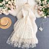 Elegant Fairy Off Shoulder Evening Party Women Sweet Flower Pachtwork Vacation Dresses Fashion Chic Mesh Slim High Street Clothing