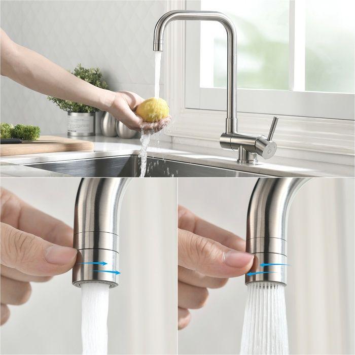 Кухонная мойка - CECIPA - 50 x 45 x 18,5 см - Квадратная - Хромированный кухонный смеситель - 2 струи на выбор