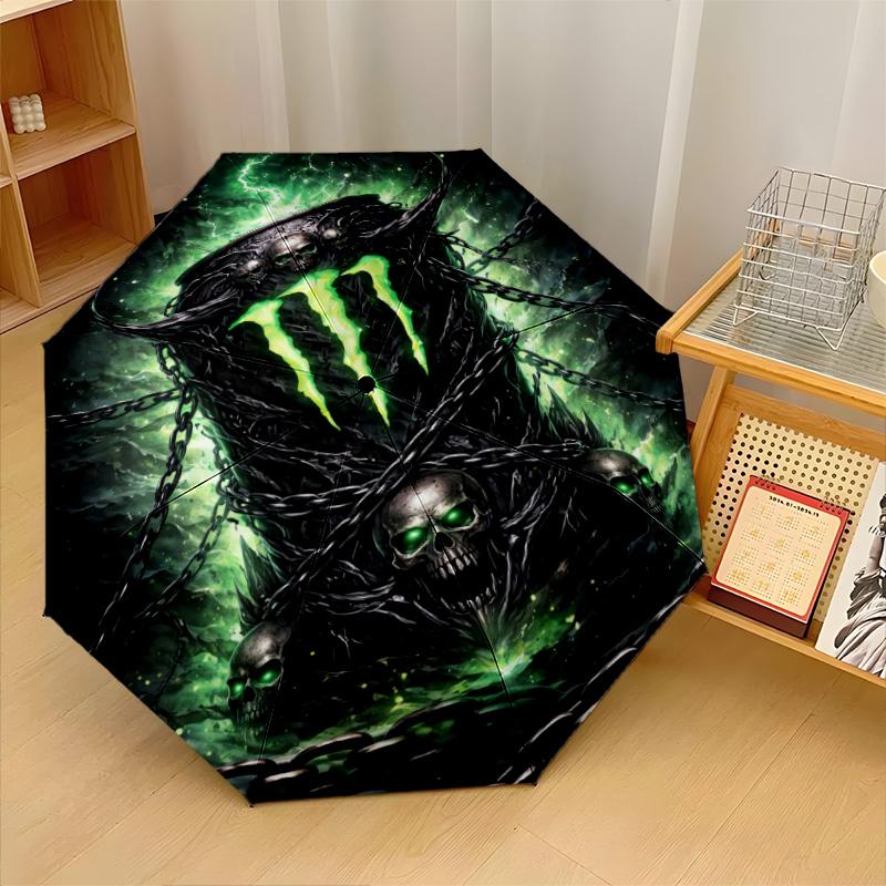 Печать Monster Energy 8?Автоматический зонт с ребрами, ветрозащитный, легкий, складной, для путешествий на открытом воздухе