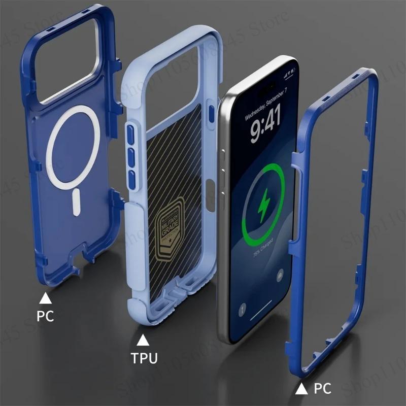 Прочный чехол Ott Box Defender Armor для iPhone 18 17 16 15 14 13 12 Pro Max 16 15 14Plus, PC+TPU, магнитный, ударопрочный, защита от царапин