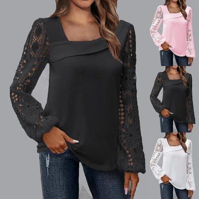 Весенне-осенний женский модный элегантный кружевной трикотаж с баской, топ с баской