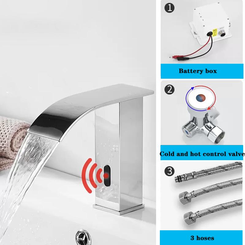 Роскошный матовый черный сенсорный смеситель для ванной холодной и горячей воды, монтируемый на раковину, короткий и высокий