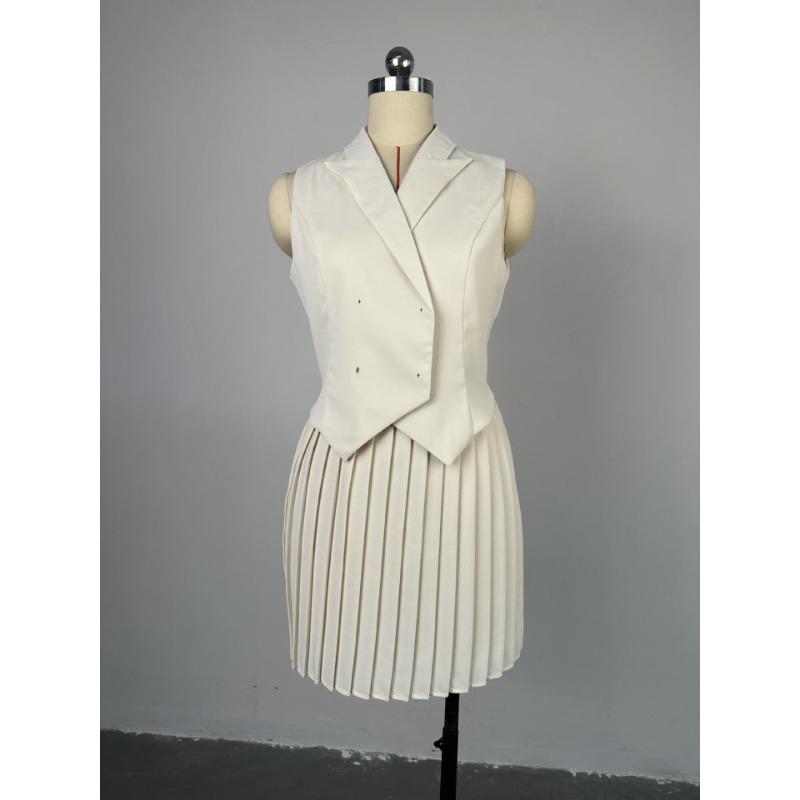 Женская летняя повседневная юбка с лацканами нестандартной формы, плиссированная юбка до середины тела