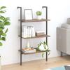 Ladder Shelf with 3 Shelves Dark Brown and Black 64x35x120.5cm