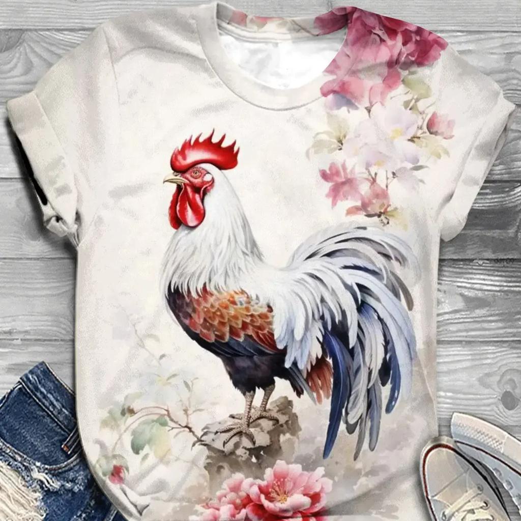 Женская футболка с 3D принтом Kawaii Cat с цветочной графикой, повседневные футболки с короткими рукавами, топы, модная летняя футболка с круглым вырезом Y2K для девочек