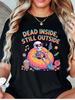 Relax Skeleton Popcorn Candy Music Funny Halloween Quote Graphic Womens T Shirt Short Sleeve Crew Neck Casual Ladies Tee Tops