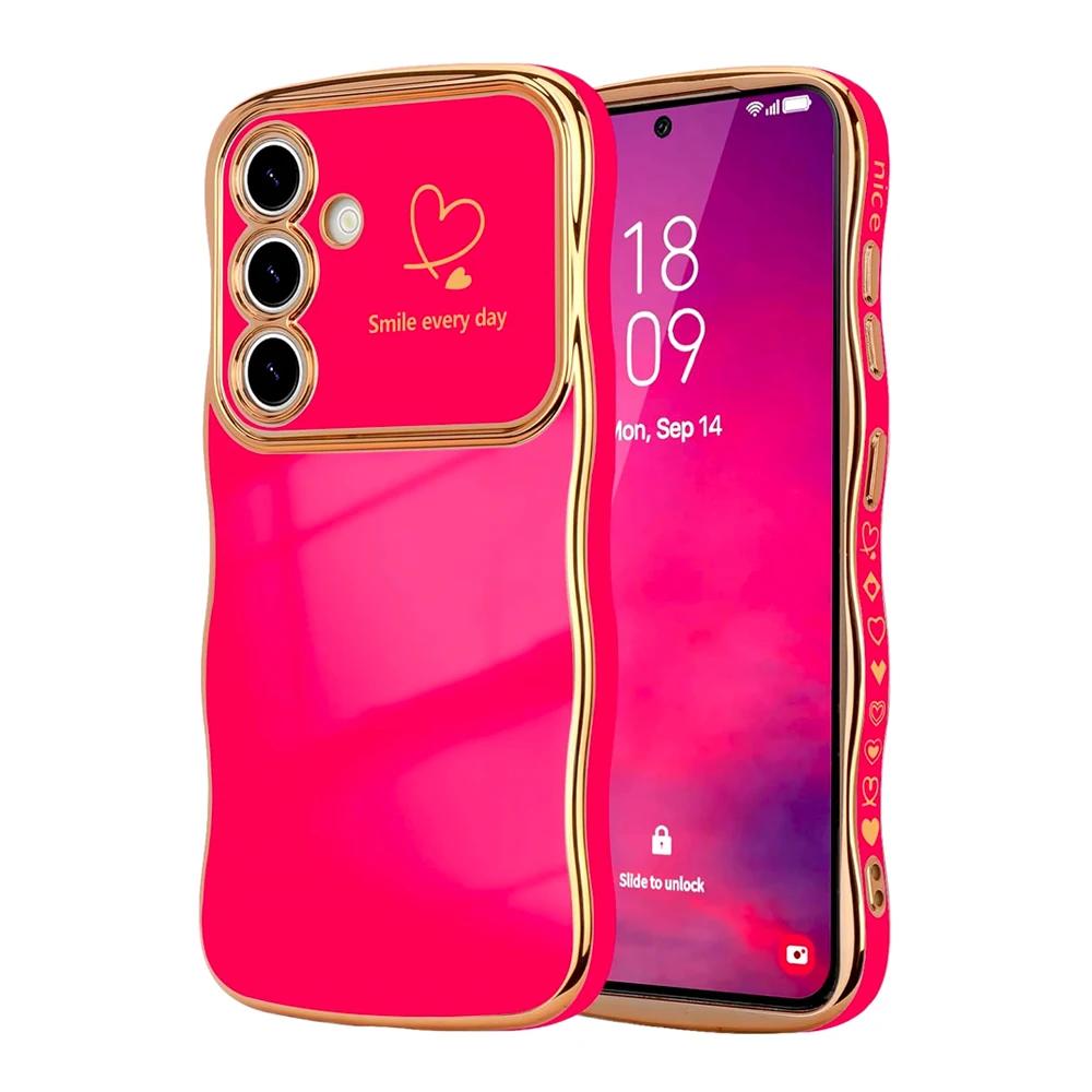 Волнистый чехол в форме сердца для Samsung Galaxy S25 S24 S23 S22 Ultra Plus S24FE A16 A56 A36 A55 A54 A15 A25 A26 A35 5G 4G Чехол