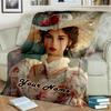1PC Custom Name Vintage Elegance Portrait Flannel Blanket Versatile,all-season Throw Suitable for the Living Room,bedroom,camping,travel,and Gift