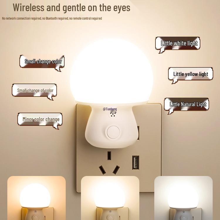 Sound-Activated Smart Night Light for Bedroom, Sleep, Baby Feeding and Bedside Plug-in Lamp